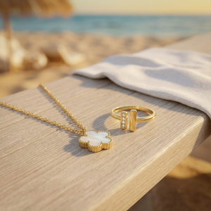 Anillo Unión™ + Colgante Fortuna™ - Blanco